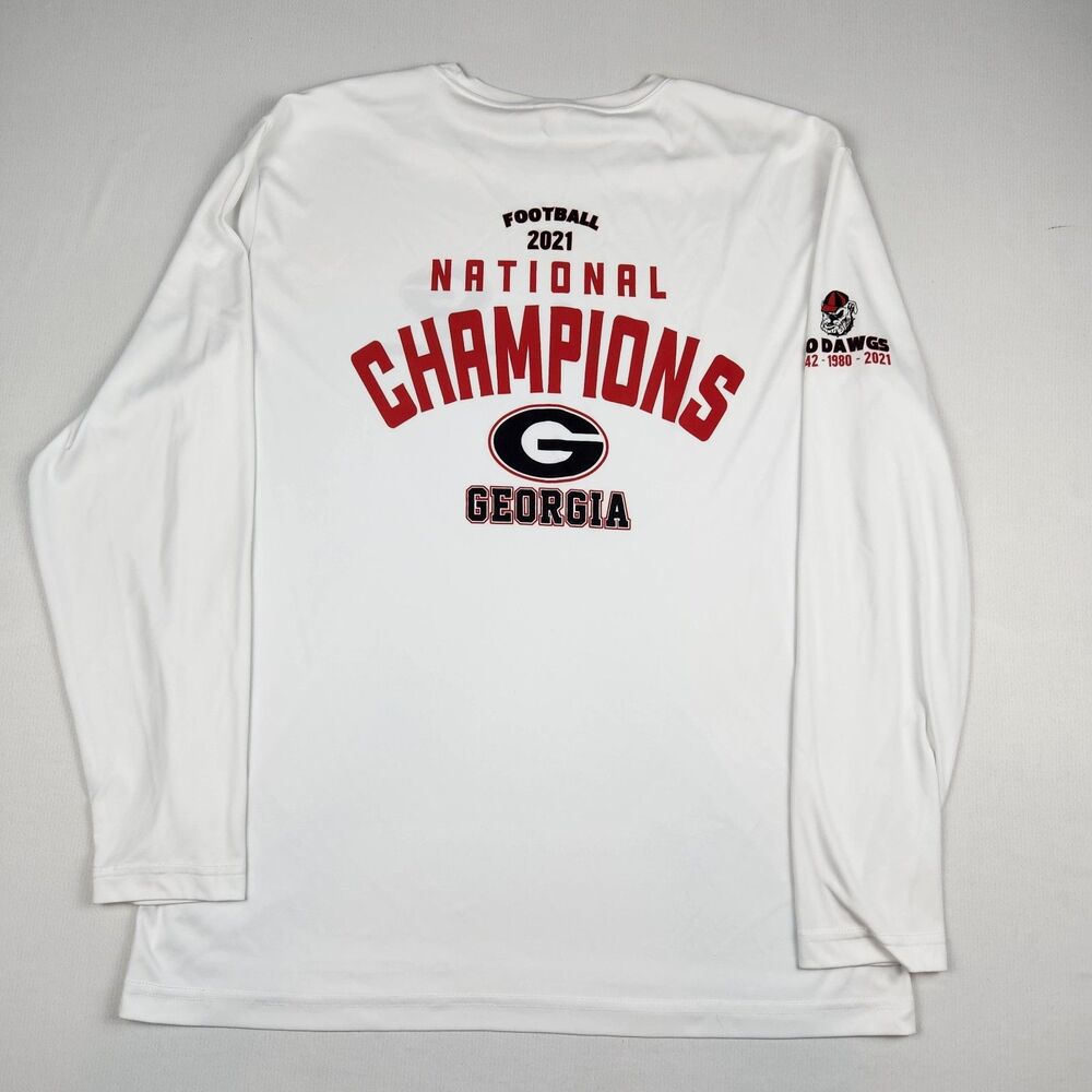 GA Bulldogs Long Sleeve Shirt 2021 National Champions Mens XL White Lightweight